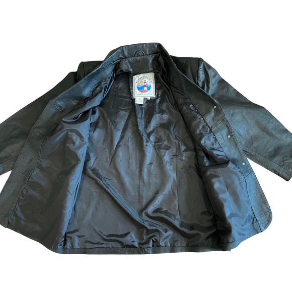 Atlantic Beach Long Collared Black Leather Trench Coat 1X NWT Streetwear‎ Edgy - Picture 11 of 14